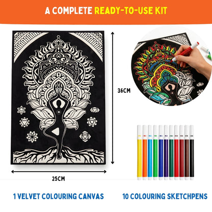 Velvet Colouring Posters - Mindful Yoga | Creative Mindful Colouring | 8+ Years | PepPlay