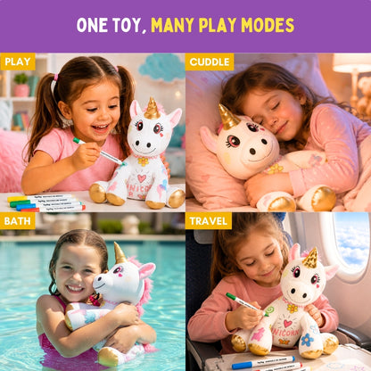 Redoobles Doodle Unicorn | Wash, Colour & Reuse Fun | 3+ Years | PepPlay