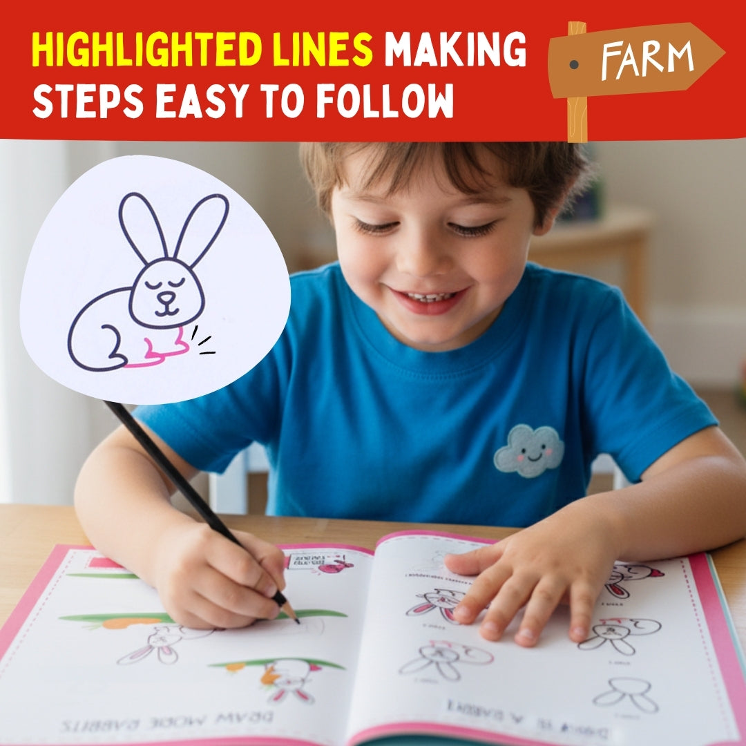 Step by Step Drawing Book – Cute Farm Animals