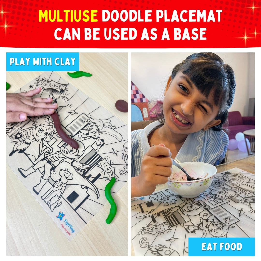 Recolourables Colour & Wipe Placemats - Super Power