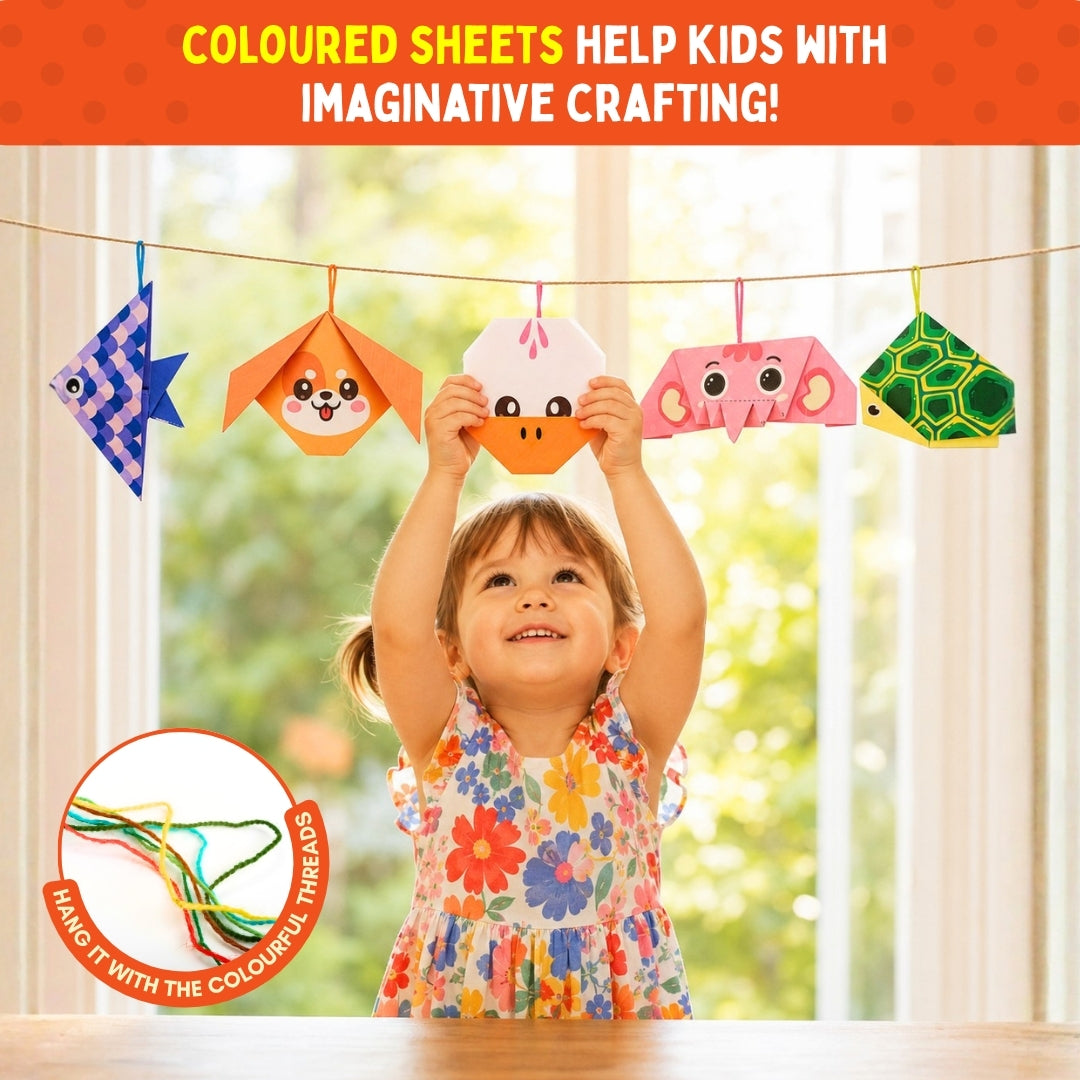 PepPlay Origami Art Animal Kingdom Safari Pack for Kids 3-12 Years | 108 Double Sided Origami Sheets | 18 Animal Designs, 200+ Stickers, Booklet + QR Video Tutorials