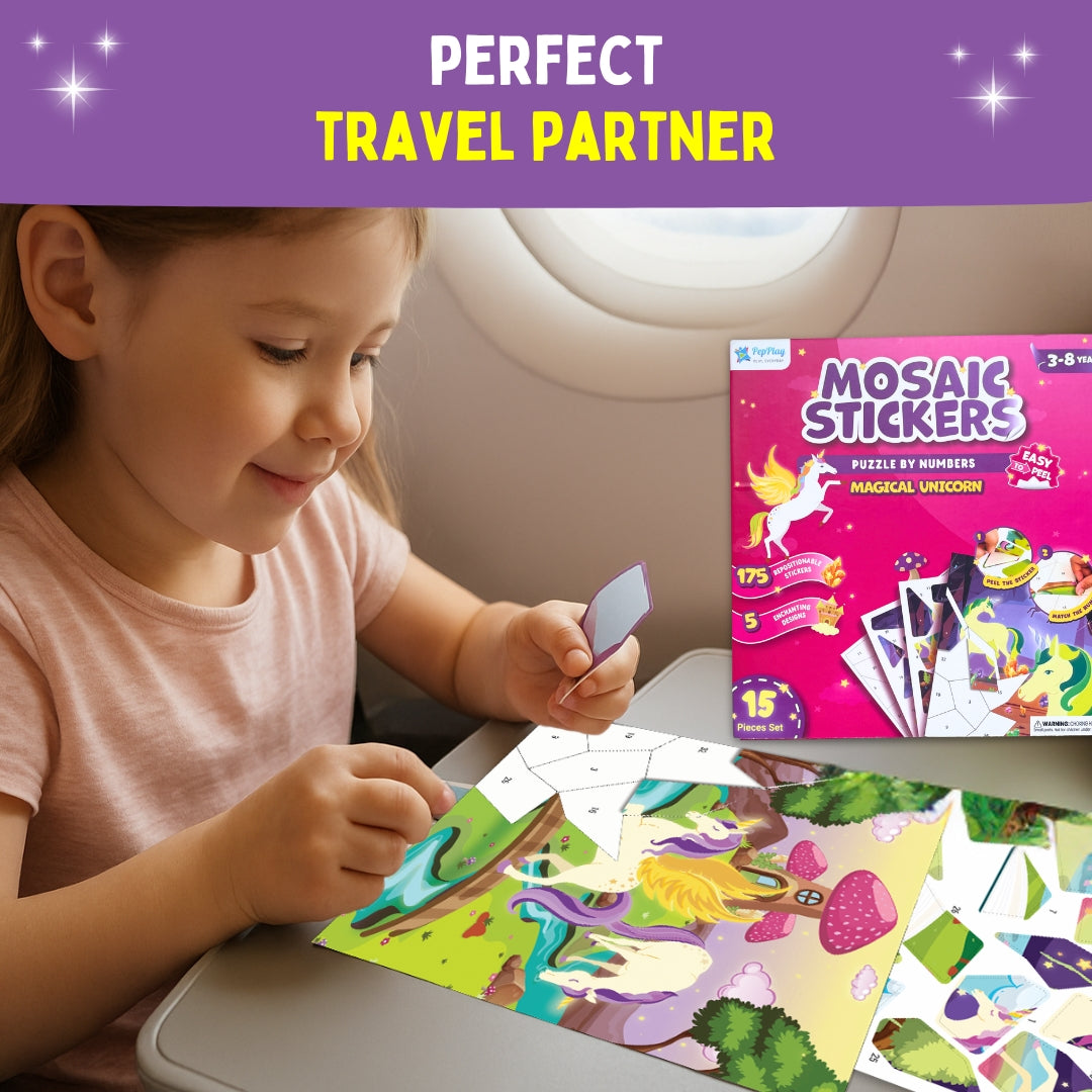Mosaic Sticker Puzzle By Numbers - Magical Unicorn