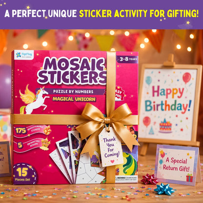 Mosaic Sticker by Number - Magical Unicorn | Boost Focus Through Sticker Art | 4+ Years | PepPlay