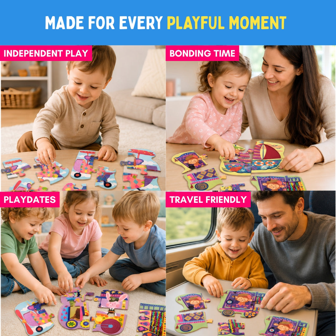 My First Touch & Feel Puzzles - Colourful Vehicles | Sensory Learning for Toddlers | 1+ Years | PepPlay