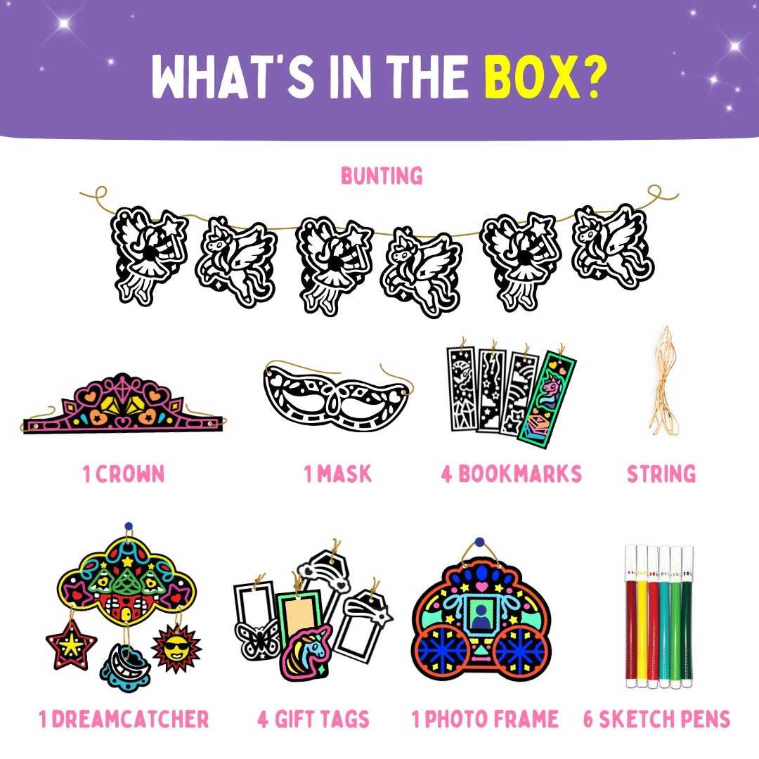 Colour-in Velvet Unicorns and Fairies