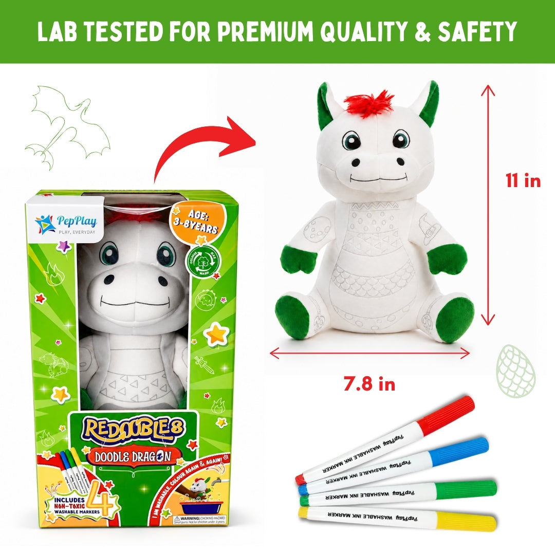 Redoobles Doodle Dragon | Wash, Colour & Reuse Fun | 3+ Years | PepPlay