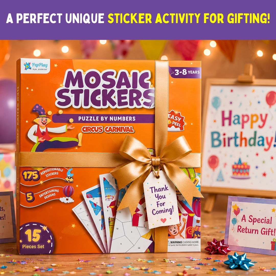 Mosaic Sticker by Number - Circus Carnival | Boost Focus Through Sticker Art | 4+ Years | PepPlay