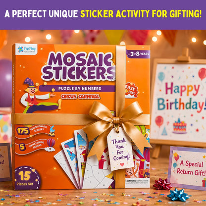 Mosaic Sticker by Number - Circus Carnival | Boost Focus Through Sticker Art | 4+ Years | PepPlay