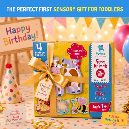 My First Touch & Feel Puzzles - Farm Animals | Sensory Learning for Toddlers | 1+ Years | PepPlay