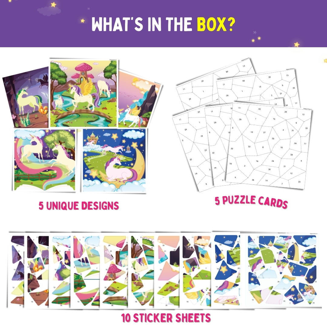 Mosaic Sticker by Number - Magical Unicorn | Boost Focus Through Sticker Art | 4+ Years | PepPlay