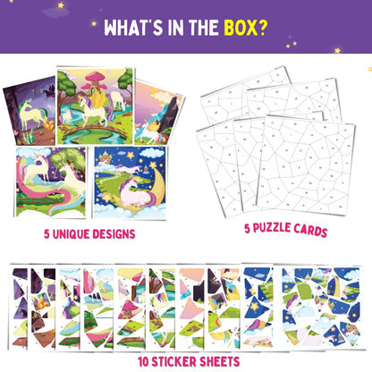 Mosaic Sticker by Number - Magical Unicorn | Boost Focus Through Sticker Art | 4+ Years | PepPlay