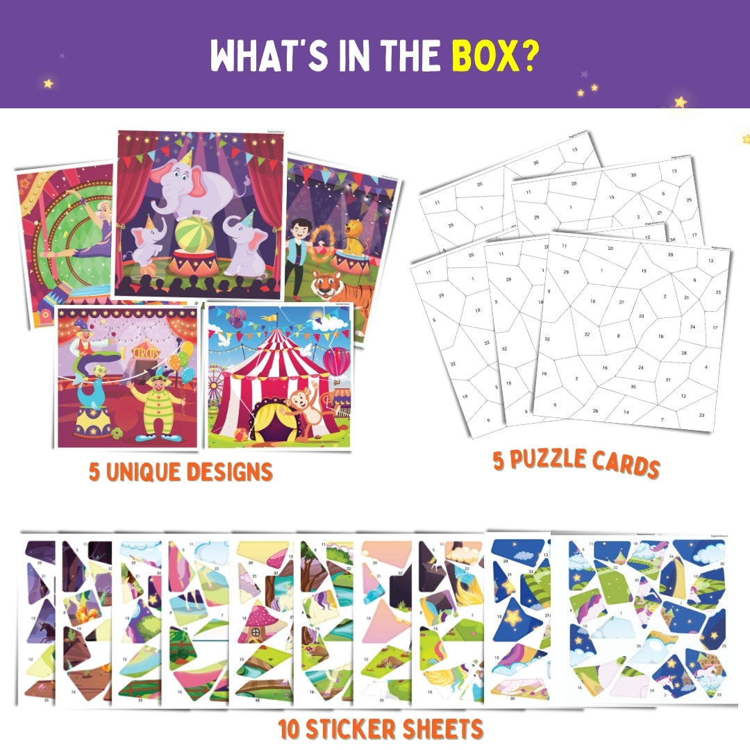 Mosaic Sticker by Number - Circus Carnival | Boost Focus Through Sticker Art | 4+ Years | PepPlay