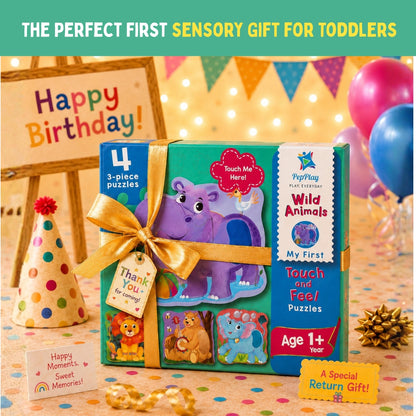 My First Touch & Feel Puzzles - Wild Animals | Sensory Learning for Toddlers | 1+ Years | PepPlay