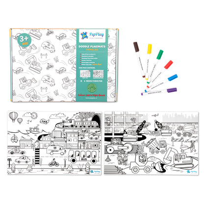 Doodle Placemats Set – Vehicle Series