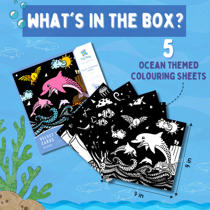 Velvet Colouring cards – Ocean