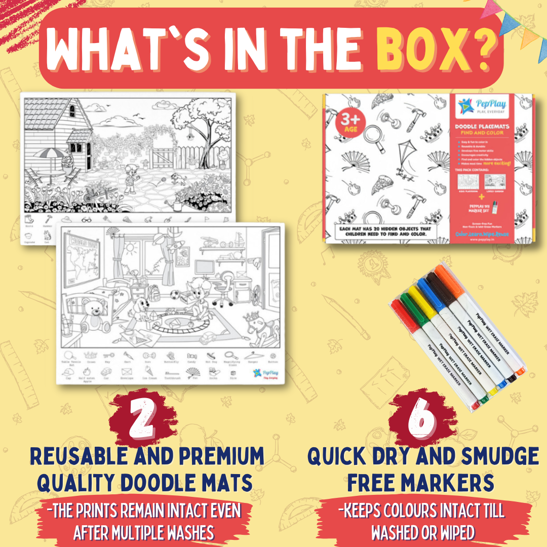 Doodle Placemats Set – Find & Colour Series