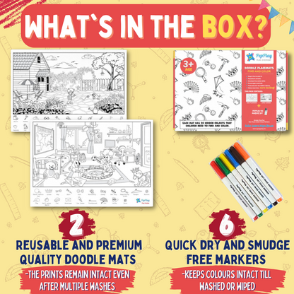 Doodle Placemats Set – Find & Colour Series