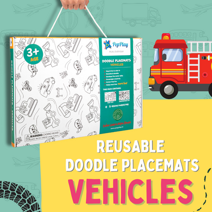 Doodle Placemats Set – Vehicle Series