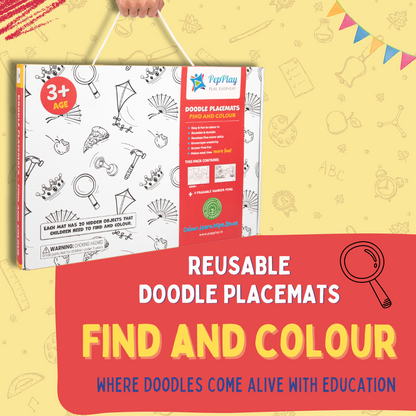 Doodle Placemats Set – Find & Colour Series