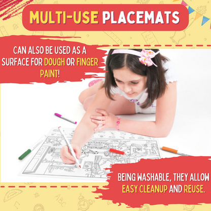 Doodle Placemats Set – Find & Colour Series