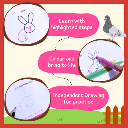 Step by Step Drawing Book – Cute Farm Animals