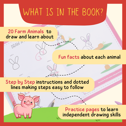 Step by Step Drawing Book – Cute Farm Animals