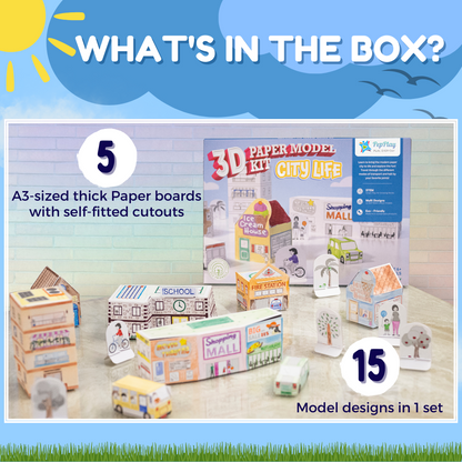 3D Paper Model Kit – City Life | 3D Paper Kit | 3D Craft Kit For Kids & Adults