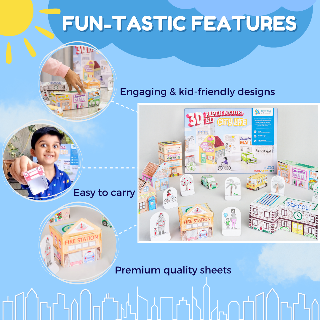 3D Paper Model Kit – City Life | 3D Paper Kit | 3D Craft Kit For Kids & Adults