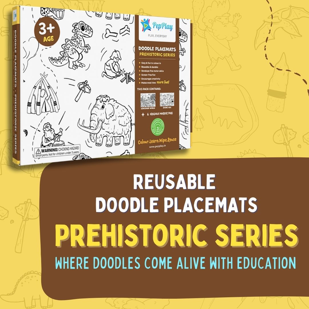 Doodle Placemats Set – Prehistoric Series