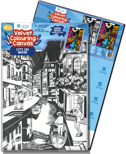 Velvet Colouring Canvas – City on Water