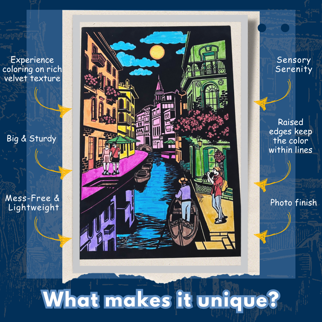 Velvet Colouring Canvas – City on Water