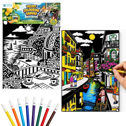 PepPlay Velvet Colouring Canvas, Set of 2 – City Scape Series - Venice & Amalfi Coast